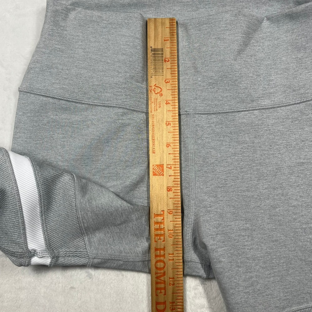 Alo Yoga Goddess Leggings Women Large Grey White Striped Ribbed High Waist - Picture 8 of 14